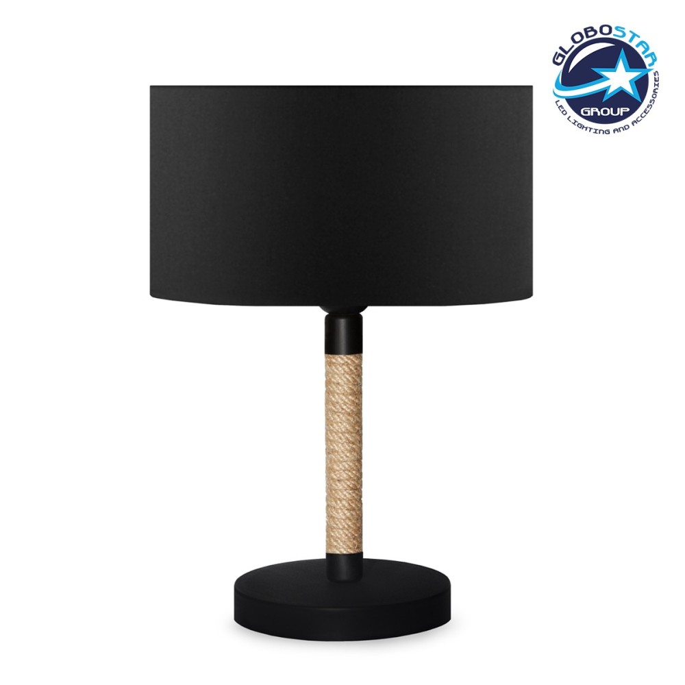 GLOBOSTAR® STRING 204-0072 Μοντέρνο Επιτραπέζιο Φωτιστικό Πορτατίφ με Ντουί 1 x E27 AC 220-240V IP20 - Μαύρο & Μπεζ - Μ24 x Π24 x Υ37cm